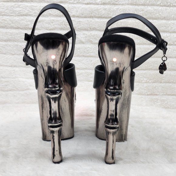 Skull & Bones Red LED Platform 8" Heels Pole Shoes Vortex - Picture 7 of 12